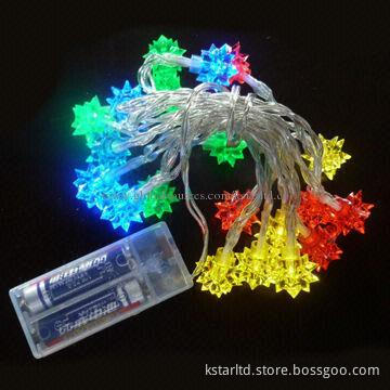 2 AA battery light with 20 multicolor LEDs and little blast ball design, transparent wire, CE, RoHS